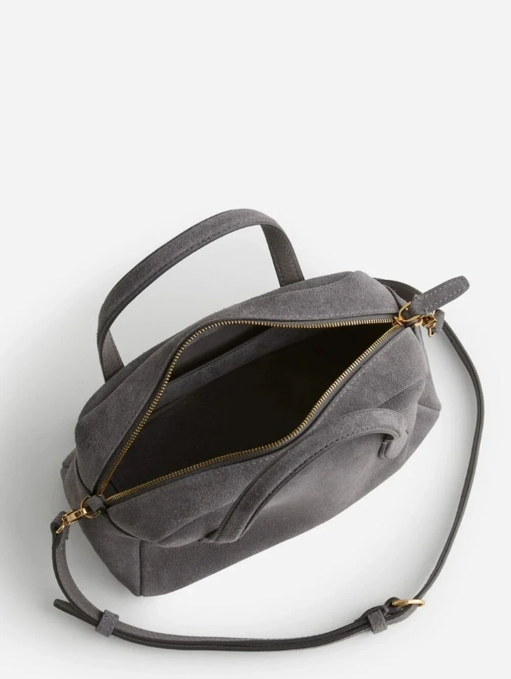Madewell The Small Suede Crossbody Bag In Coastal Granite
